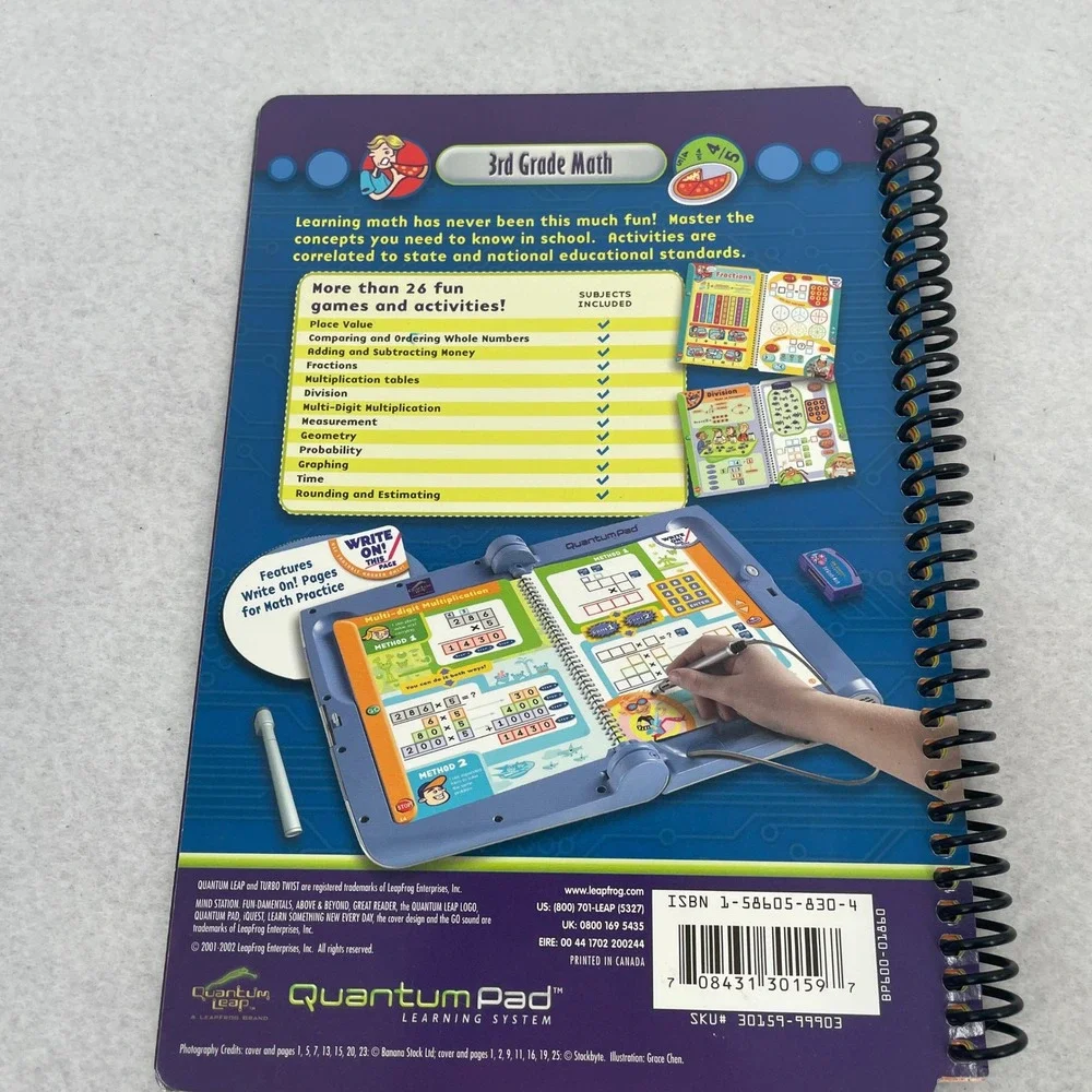 LeapFrog Quantum Pad 3rd Grade Math Book Cartridge‎ Parent Guide FUN-damentals